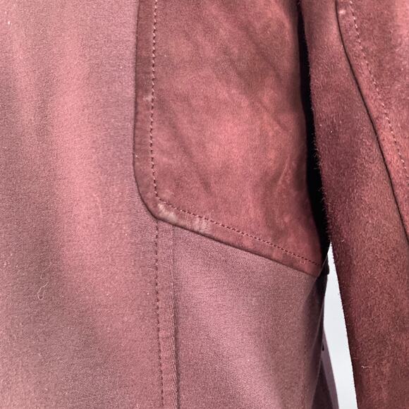THEORY Size M Burgundy Viscose Blend Lambskin Zip Up Jacket - Picture 6 of 9